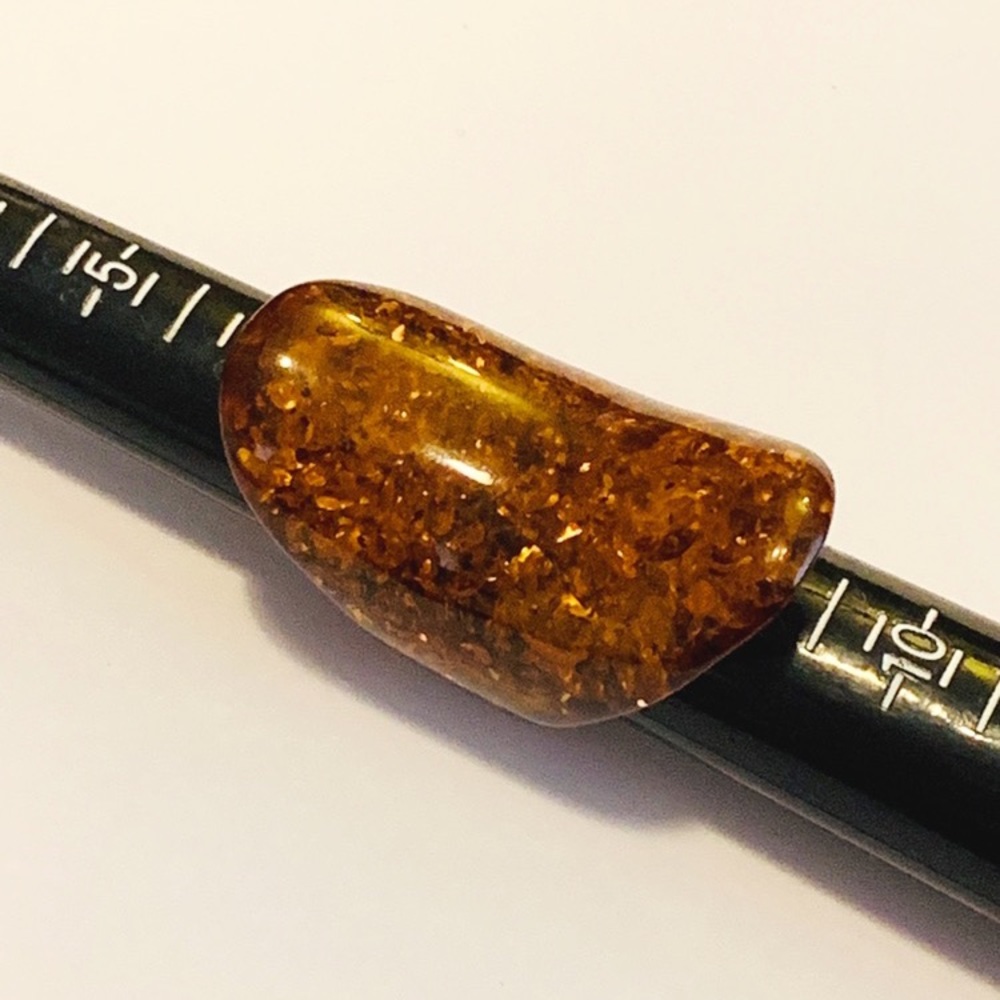 Solid Baltic Amber Statement Ring Size 8 - image 4